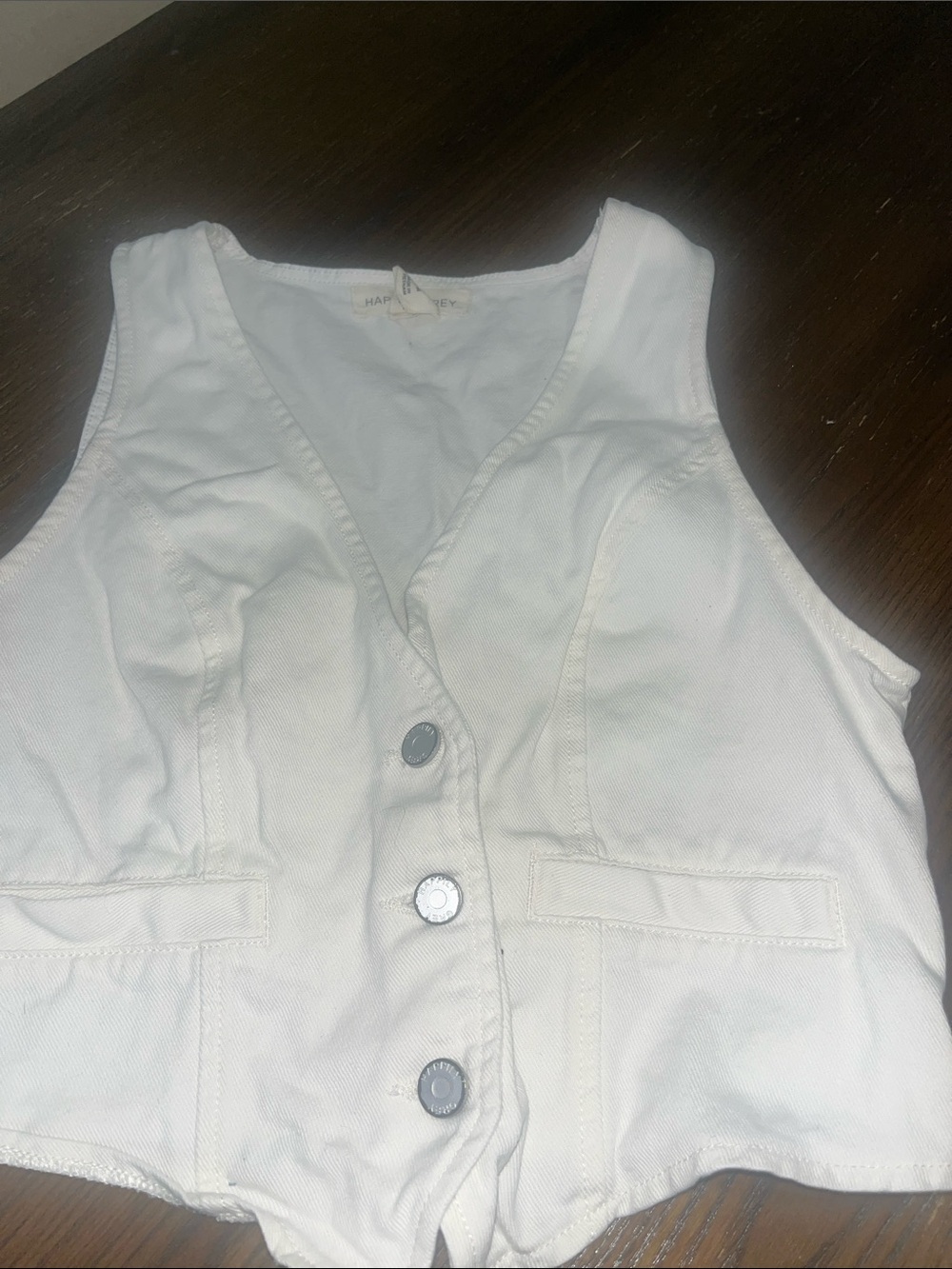 H&M White Cotton Button Front Vest Top